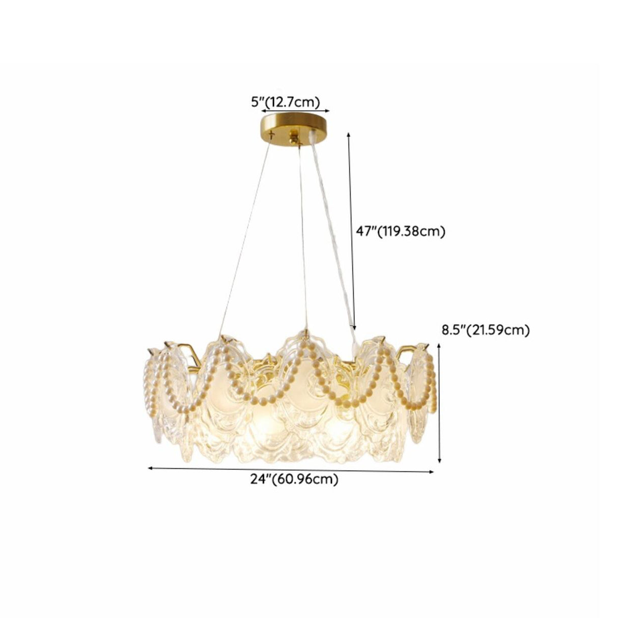 Luxury 2 Tiers Crystal Pearl Round Chandelier Image - 49