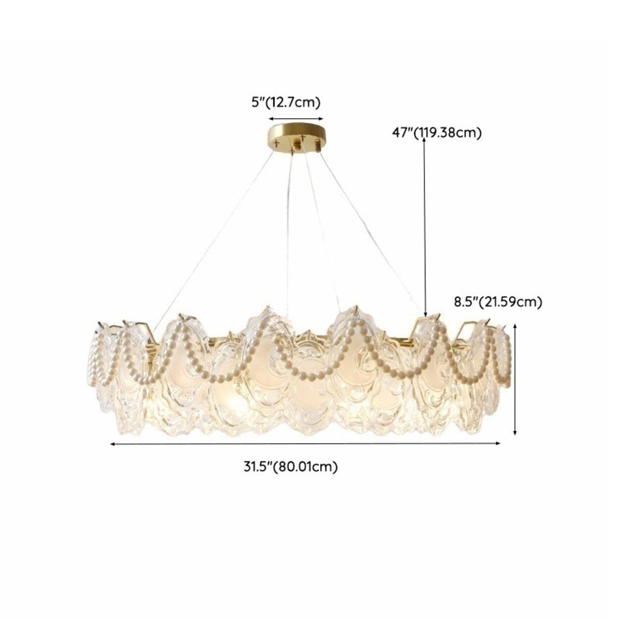 Luxury 2 Tiers Crystal Pearl Round Chandelier Image - 50