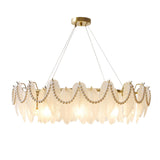 Luxury 2 Tiers Crystal Pearl Round Chandelier Image - 9