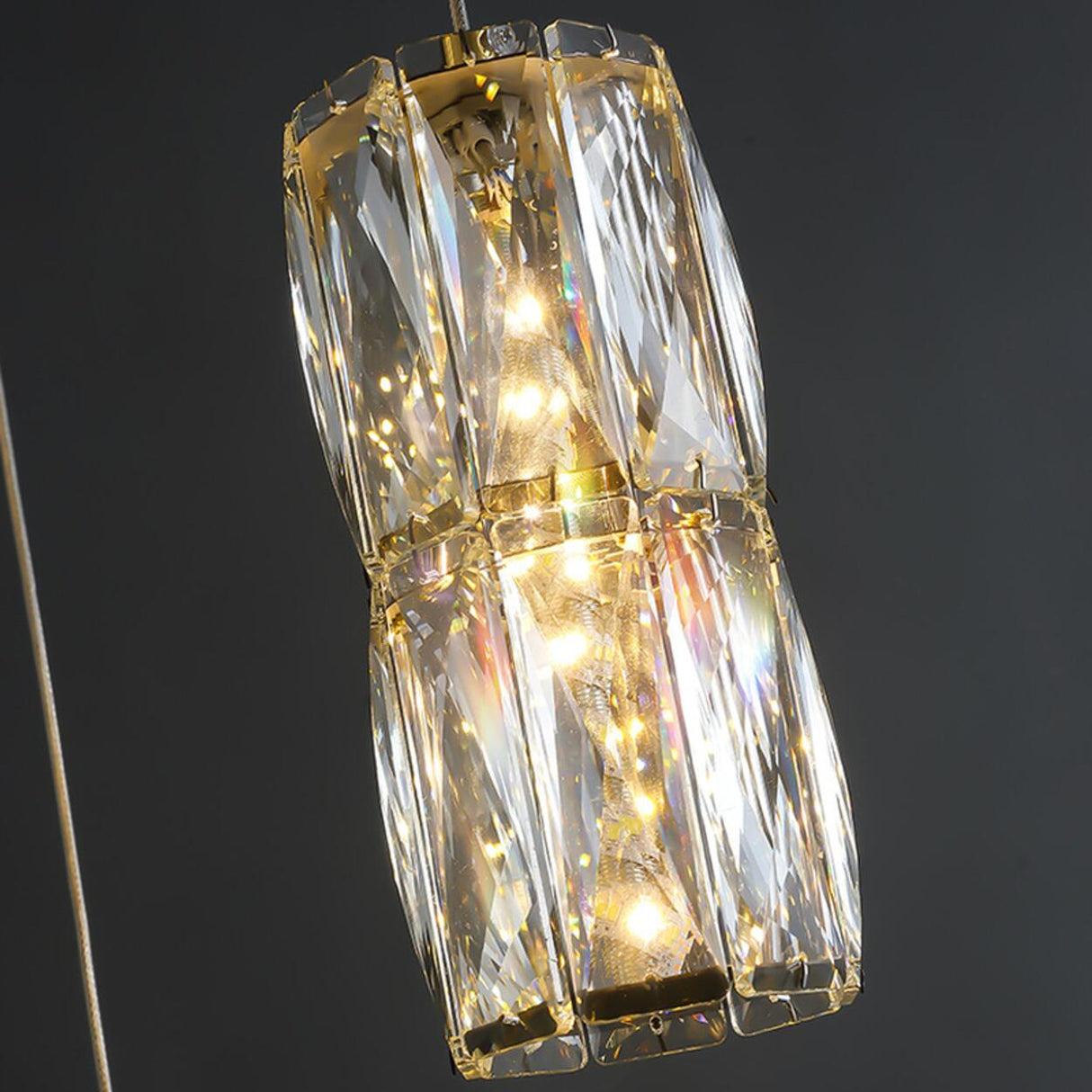 Luxury 3-Light Gold Cylinder Crystal Hanging Lights Image - 10