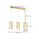 Luxury 3-Light Gold Cylinder Crystal Hanging Lights #size