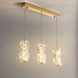 Luxury 3-Light Gold Cylinder Crystal Hanging Lights Image - 3