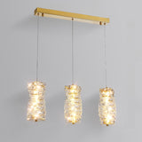 Luxury 3-Light Gold Cylinder Crystal Hanging Lights Image - 4