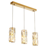 Luxury 3-Light Gold Cylinder Crystal Hanging Lights Image - 5