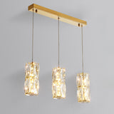 Luxury 3-Light Gold Cylinder Crystal Hanging Lights Image - 6