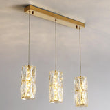 Luxury 3-Light Gold Cylinder Crystal Hanging Lights Image - 7