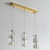 Luxury 3-Light Gold Cylinder Crystal Hanging Lights Image - 8