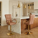 Luxury Adjustable Swivel Faux Leather  Bar Stool With Arms Image - 1