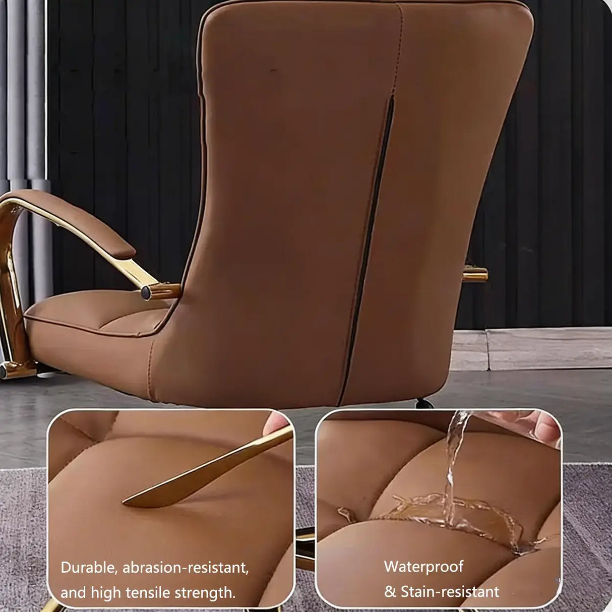 Luxury Adjustable Swivel Faux Leather  Bar Stool With Arms Image - 11
