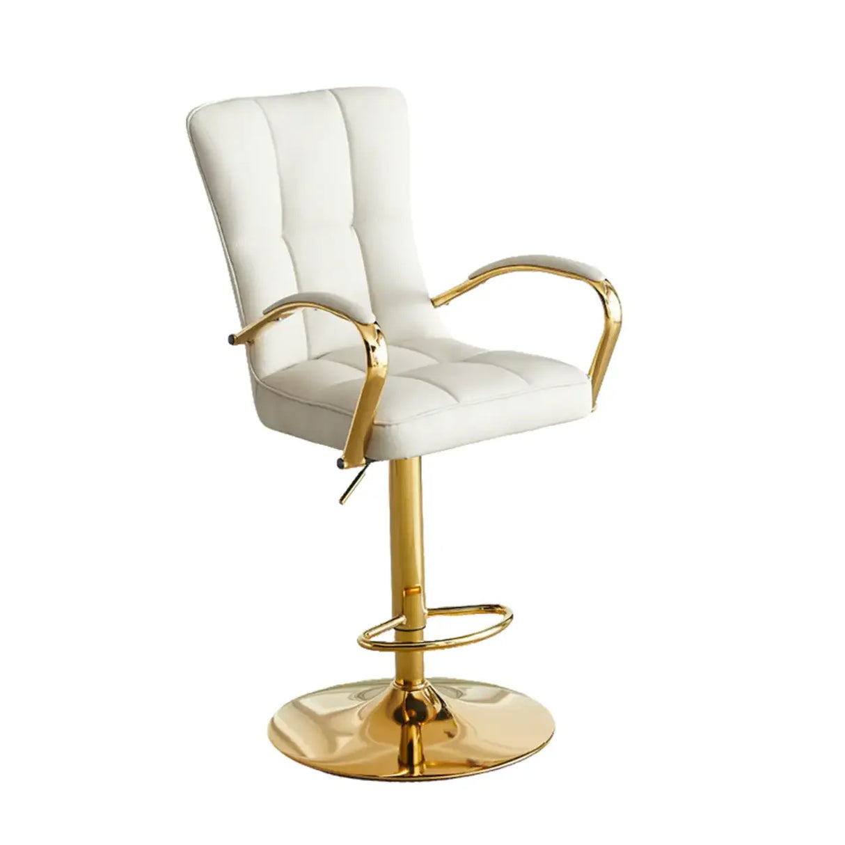 Luxury Adjustable Swivel Faux Leather  Bar Stool With Arms Image - 12
