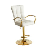 Luxury Adjustable Swivel Faux Leather  Bar Stool With Arms Image - 12