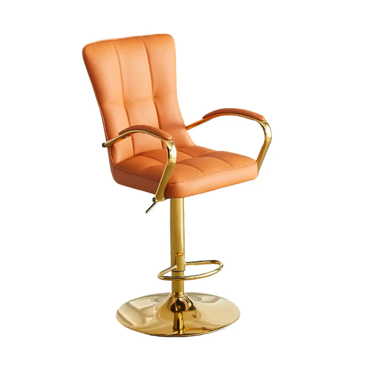 Luxury Adjustable Swivel Faux Leather  Bar Stool With Arms Image - 13