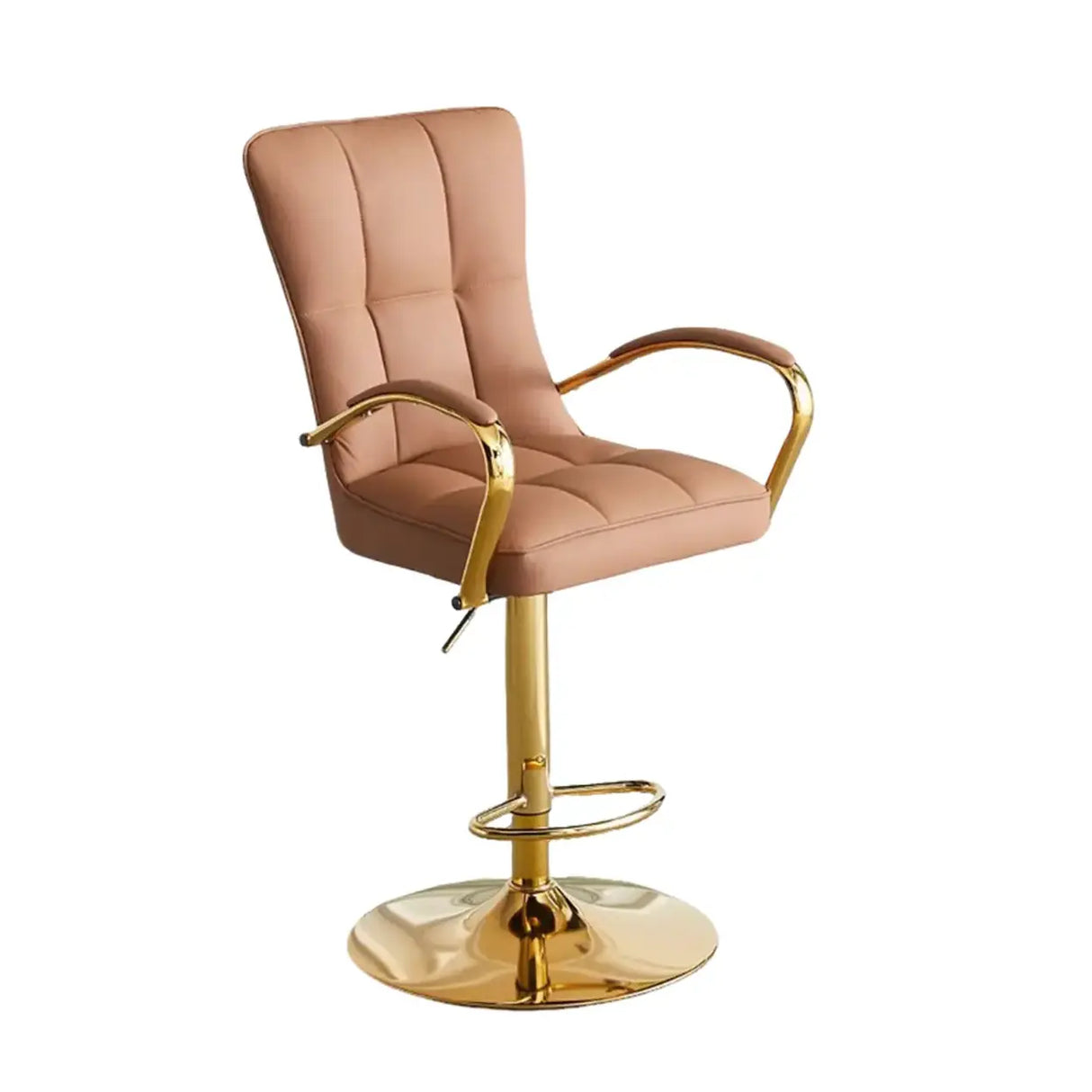 Luxury Adjustable Swivel Faux Leather  Bar Stool With Arms Image - 14