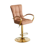 Luxury Adjustable Swivel Faux Leather  Bar Stool With Arms Image - 14