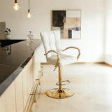 Luxury Adjustable Swivel Faux Leather  Bar Stool With Arms Image - 3