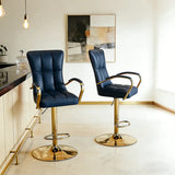 Luxury Adjustable Swivel Faux Leather  Bar Stool With Arms Image - 9