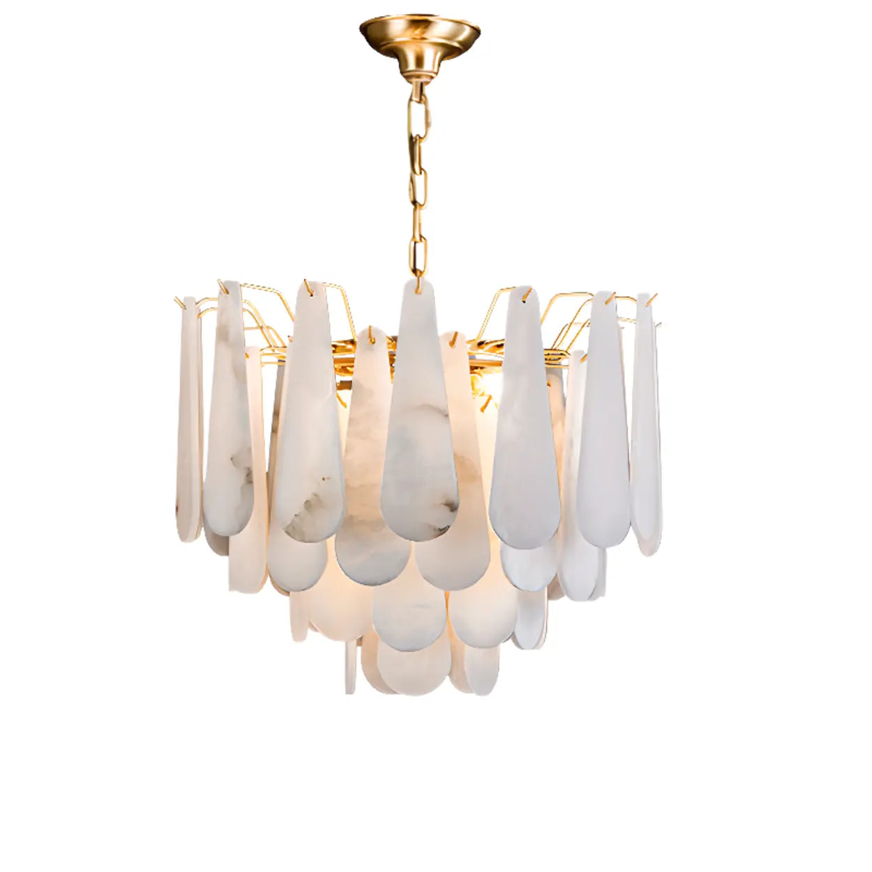 Luxury Alabaster Tiered Teardrop Living Room Chandelier Image - 2
