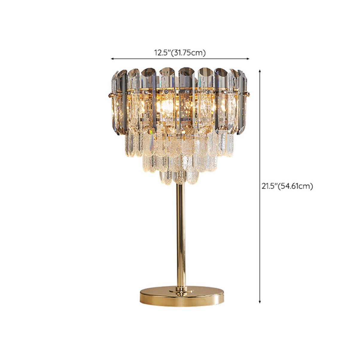 Luxury Art Crystal Cup-Shaped Metal Base Table Lamp 