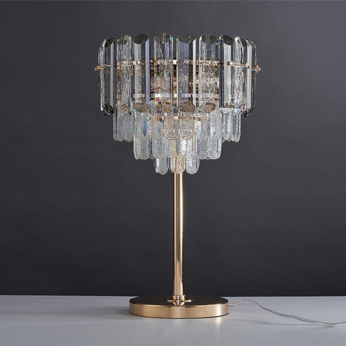 Luxury Art Crystal Cup-Shaped Metal Base Table Lamp Image - 3