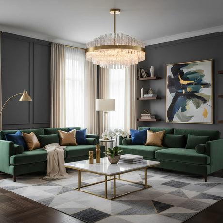 Luxury Brass Tierd Circular Round Clear Crystal Chandelier Image - 10