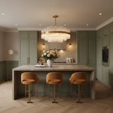 Luxury Brass Tierd Circular Round Clear Crystal Chandelier Image - 11