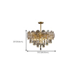 Luxury Brass Tiered Crystal Drops Lotus Leaf Chandelier Image - 10