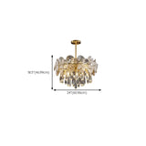 Luxury Brass Tiered Crystal Drops Lotus Leaf Chandelier Image - 9