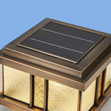 Luxury Bronze Solar Square Metal Outdoor Pillar Light Image - 11