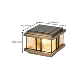 Luxury Bronze Solar Square Metal Outdoor Pillar Light Image - 18