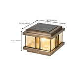 Luxury Bronze Solar Square Metal Outdoor Pillar Light Image - 19