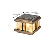 Luxury Bronze Solar Square Metal Outdoor Pillar Light Image - 20