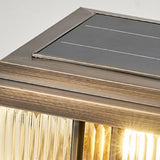 Luxury Bronze Solar Square Metal Outdoor Pillar Light Image - 9