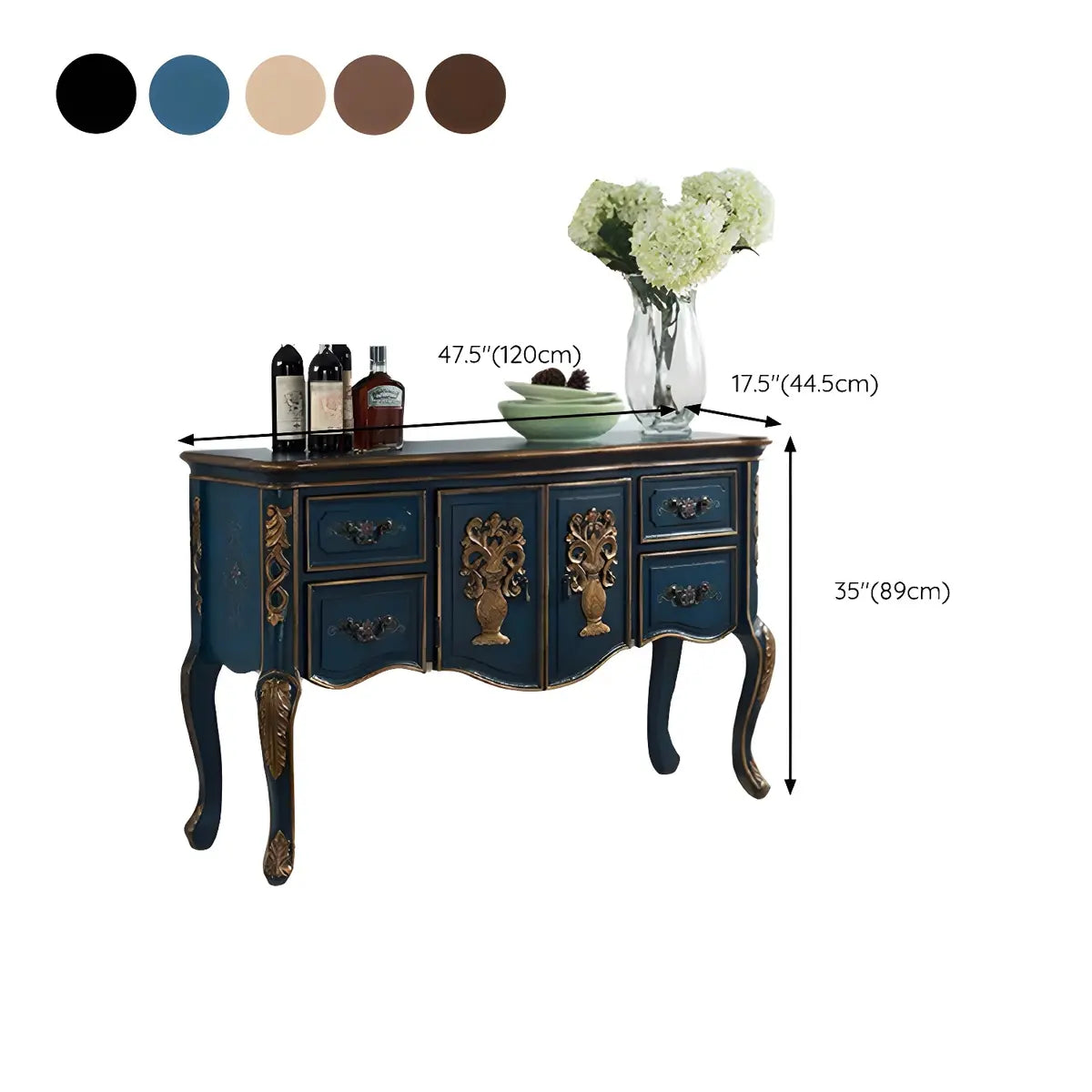 Luxury Brown Birch Wood Cabinet and Drawers Console Table Image - 20