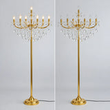 Luxury Candle Gold Crystal Chandelier Floor Lamp Image - 11