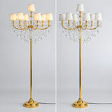 Luxury Candle Gold Crystal Chandelier Floor Lamp Image - 12