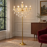 Luxury Candle Gold Crystal Chandelier Floor Lamp Image - 1