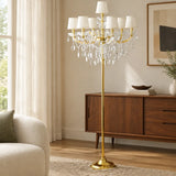 Luxury Candle Gold Crystal Chandelier Floor Lamp Image - 3