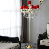 Luxury Candle Gold Crystal Chandelier Floor Lamp Image - 4