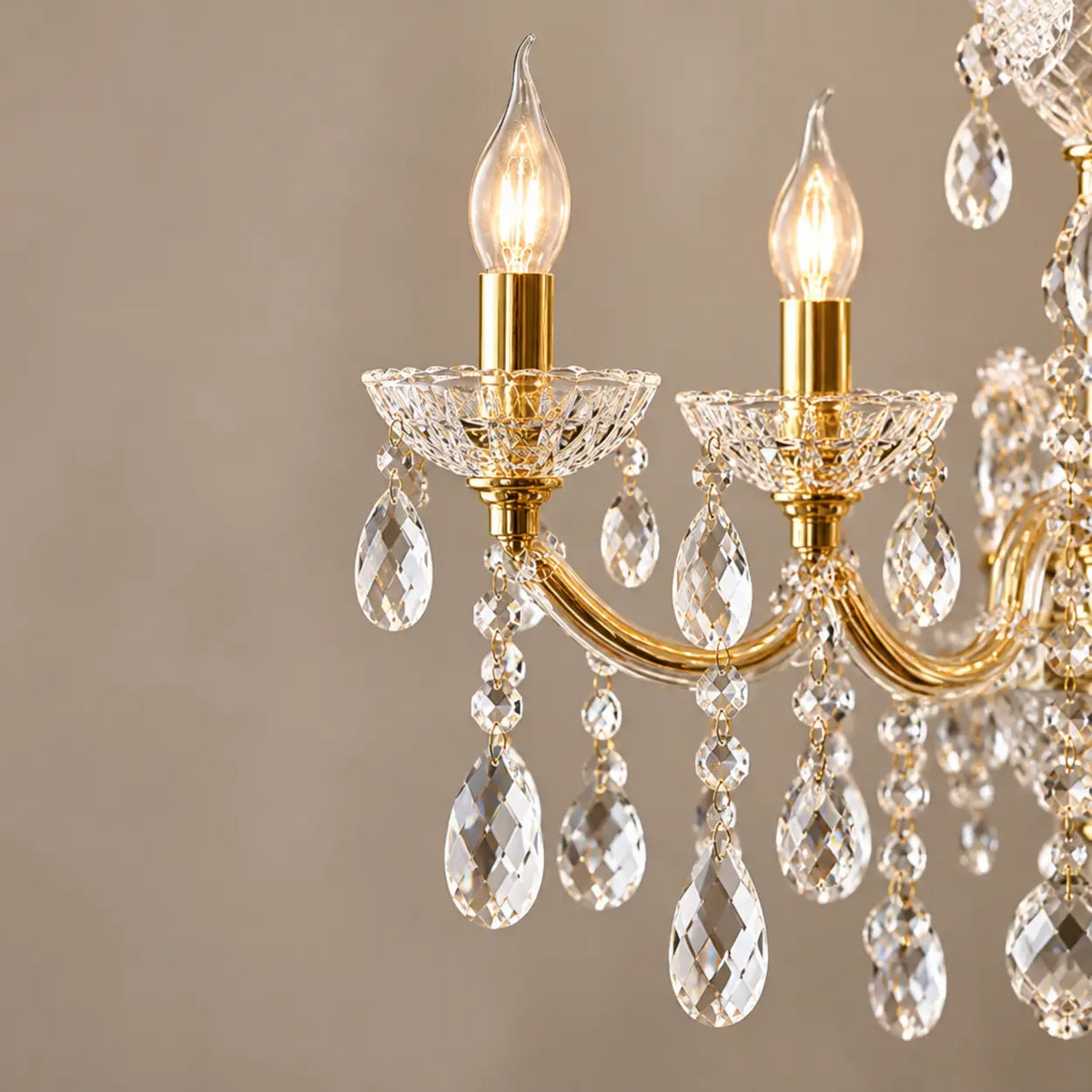 Luxury Candle Gold Crystal Chandelier Floor Lamp Image - 4