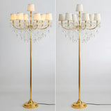 Luxury Candle Gold Crystal Chandelier Floor Lamp Image - 6