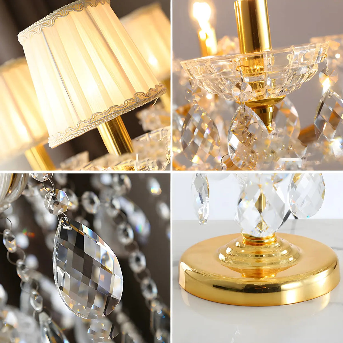 Luxury Candle Gold Crystal Chandelier Floor Lamp Image - 5
