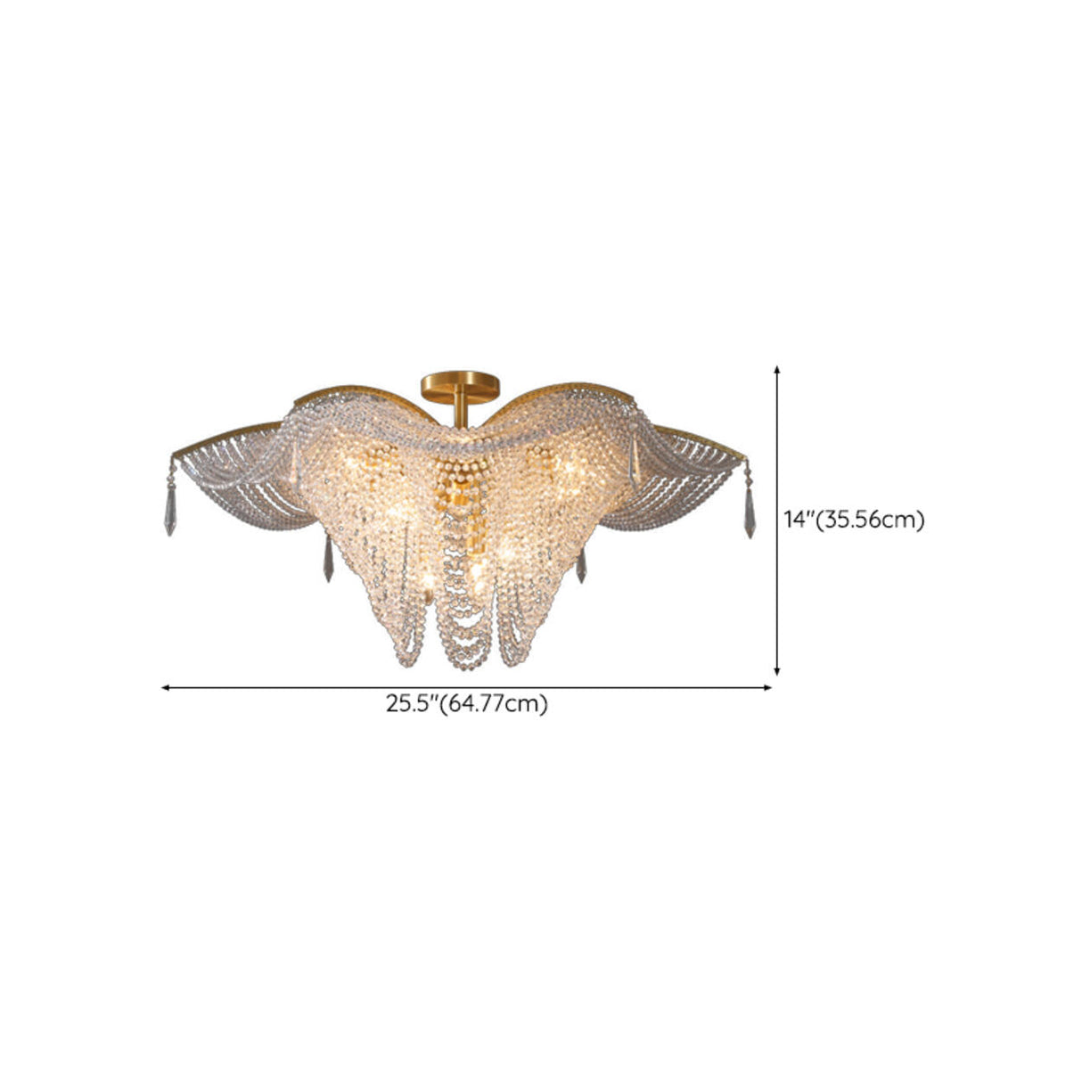 Luxury Cascading Crystal Bead Flush Mount Ceiling Light 