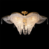 Luxury Cascading Crystal Bead Flush Mount Ceiling Light Image - 6