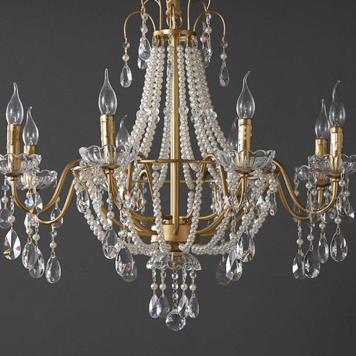 Luxury Classic Gold Clear Crystal Candle Chandelier Image - 10