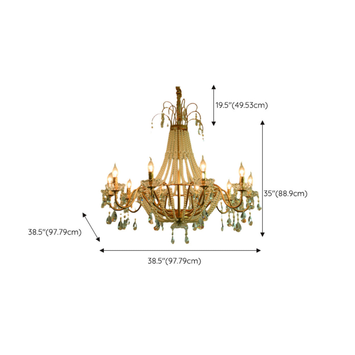 Luxury Classic Gold Clear Crystal Candle Chandelier Image - 17