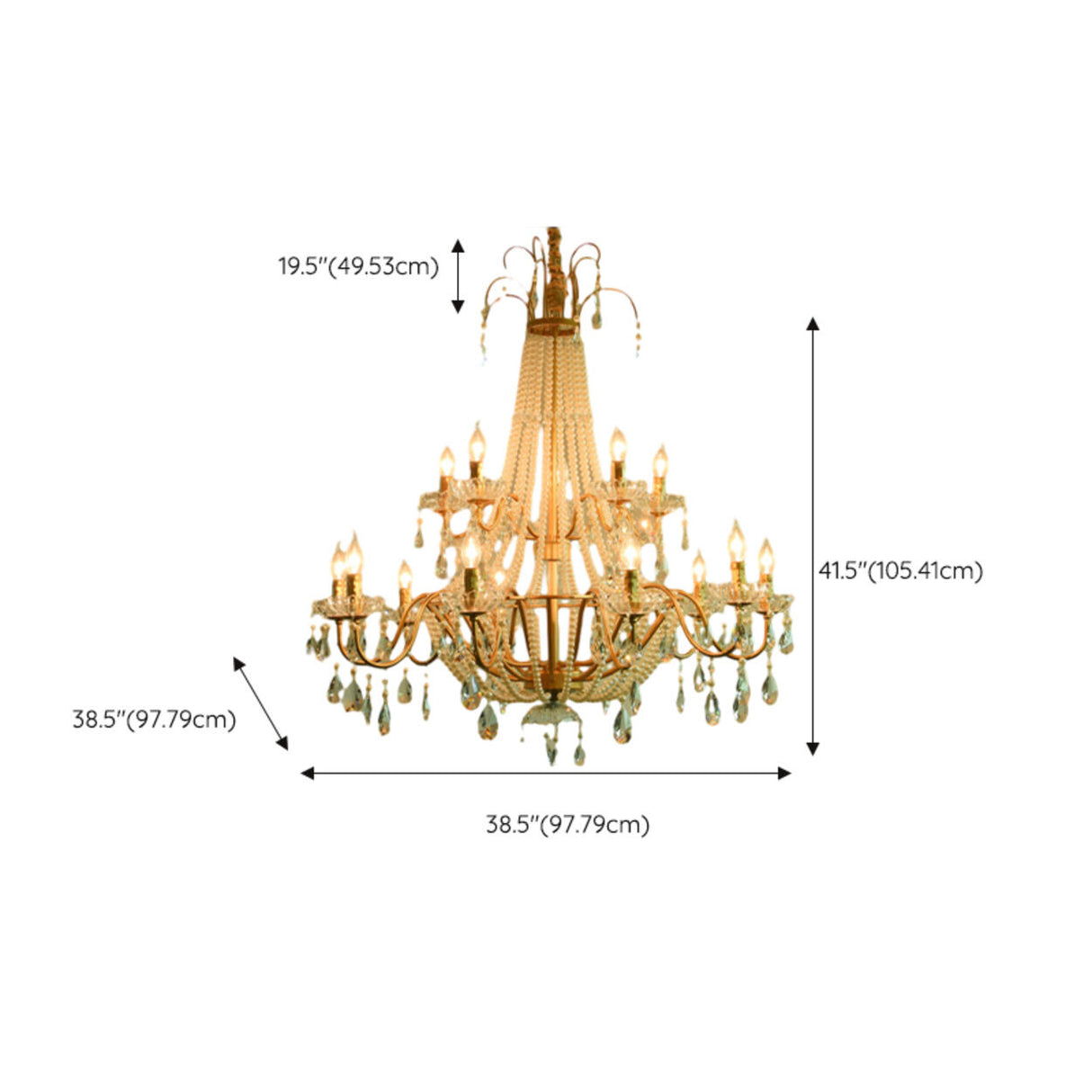 Luxury Classic Gold Clear Crystal Candle Chandelier Image - 18