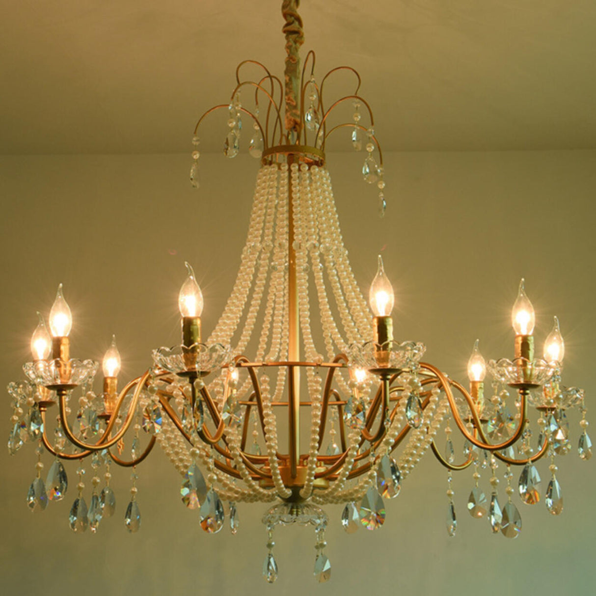 Luxury Classic Gold Clear Crystal Candle Chandelier Image - 5