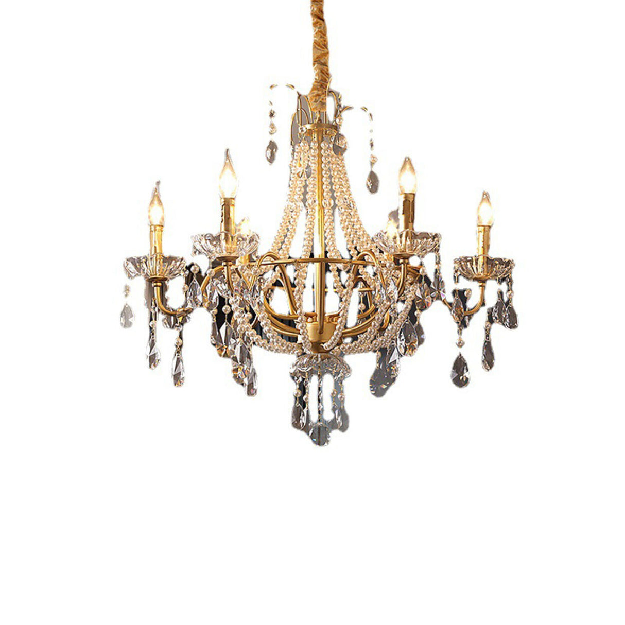 Luxury Classic Gold Clear Crystal Candle Chandelier Image - 9