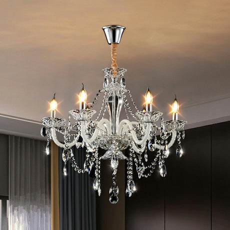 Luxury Crystal Baroque Candle Chandelier Adjustable Height Image - 2