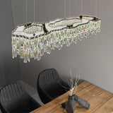 Luxury Crystal Cascading Prisms Island Chandelier Light Image - 5